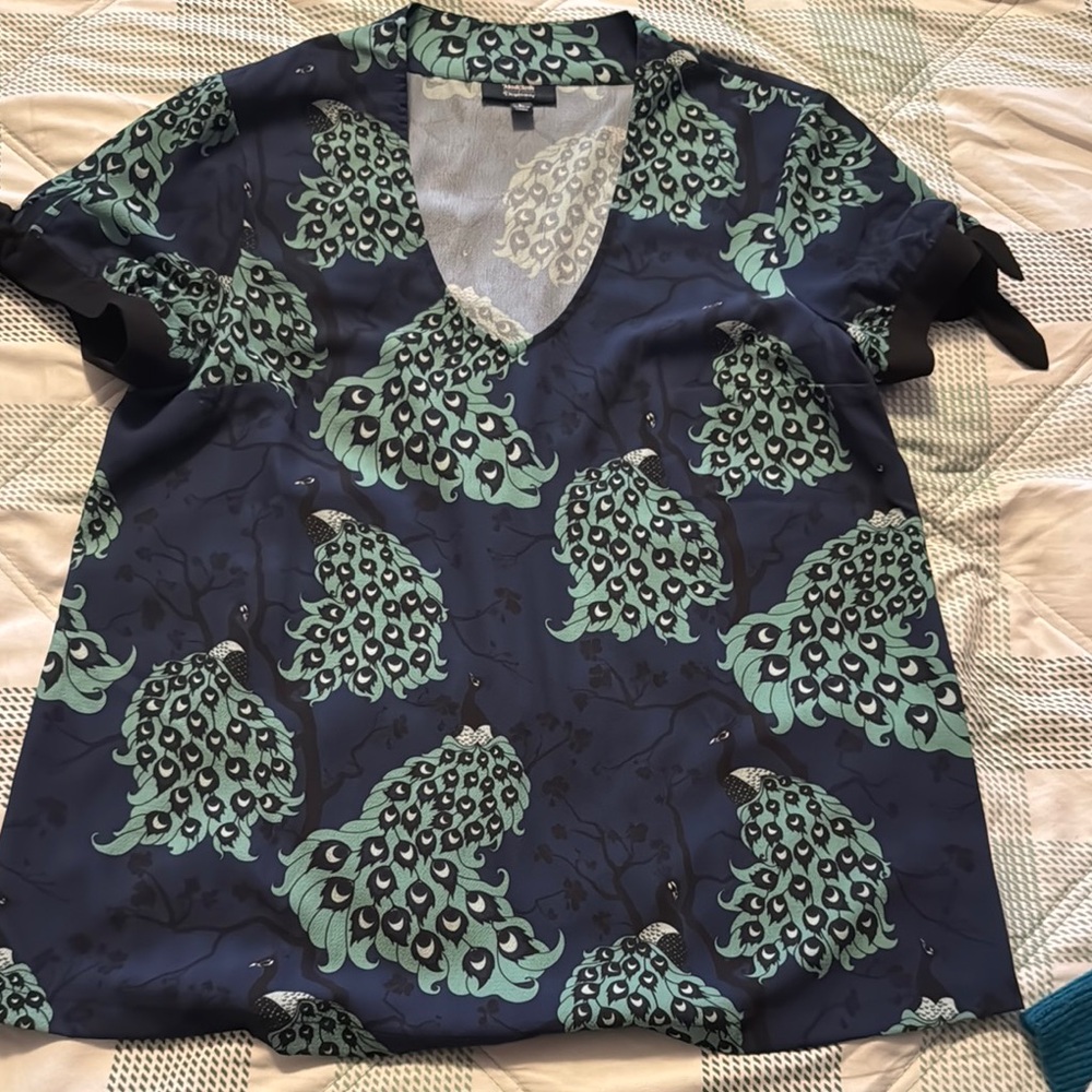 Peacock Print Navy Top
